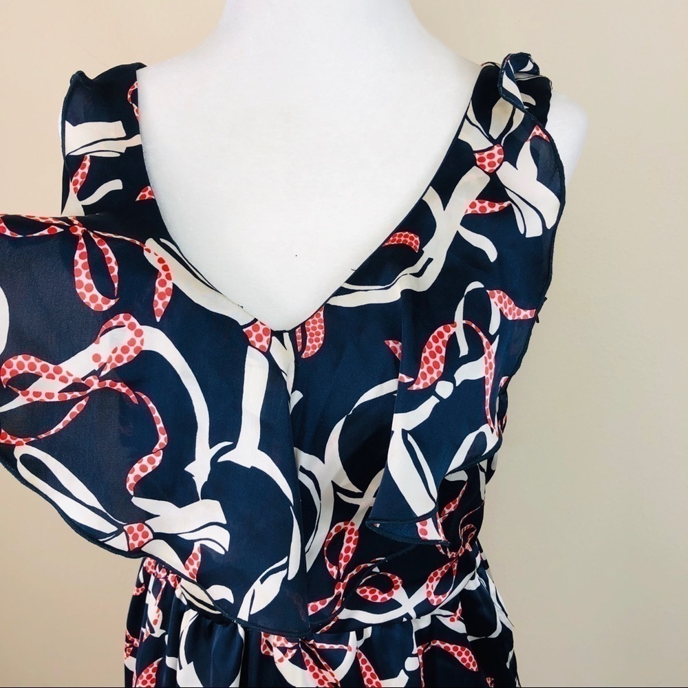 H&M Women's Red White Blue Ruffle V-Neck Dress 4 - Picture 3 of 8